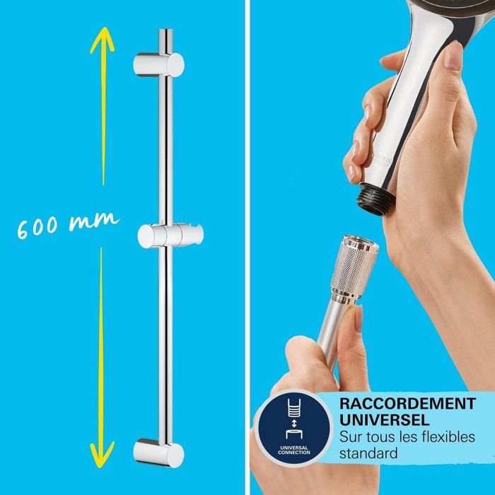 Grohe Vitalio Joy0 shower set, Vitalio Joy 3 Jets shower head, 600mm bar, hose flexible 1750mm, 27333000