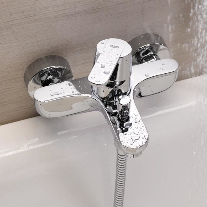 Grohe Mixer Monocomande Bath Bath Get, Wall mounting, Threaded fitting for flexible in 1/2, Metal rosettes included, 32887000