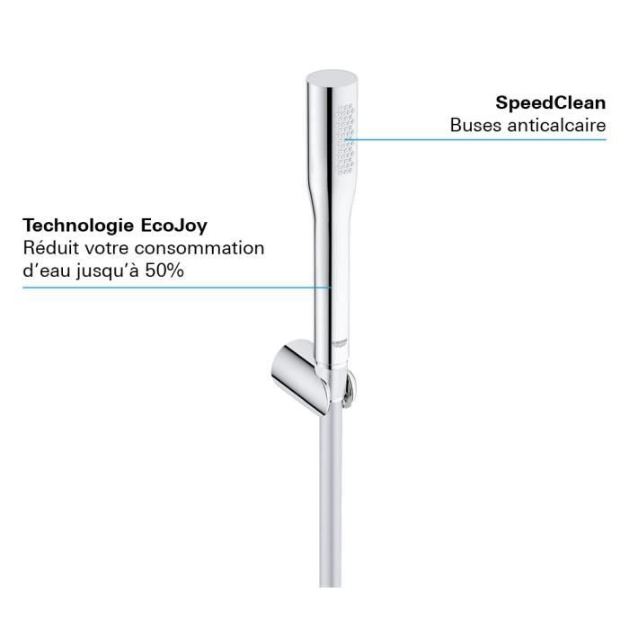 Grohe Get stick shower head, 1 jet, shower with anti-burlûre technology and water saving, chrome, 27458000