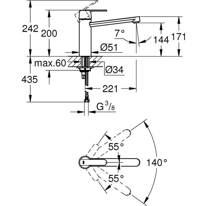 GROHE Kitchen faucet faucet Get - Without hand shower - Chrome