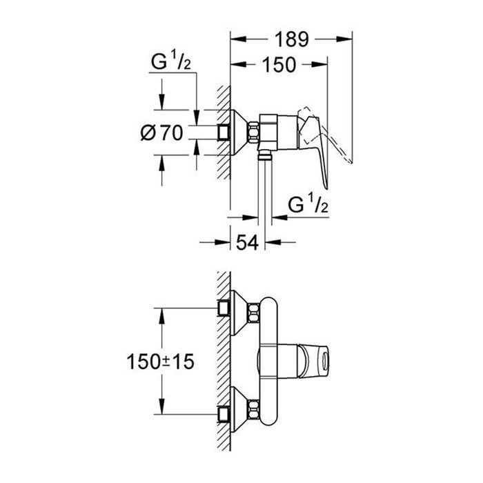 Modern shower mixer Bauloop