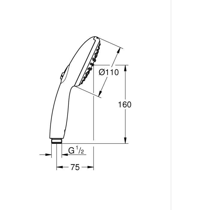 Shower head - GROHE Vitalio Start 110 27946001 - 2 jets (Rain/Stimulating) - Water saving - Anti-limescale process - Chrome