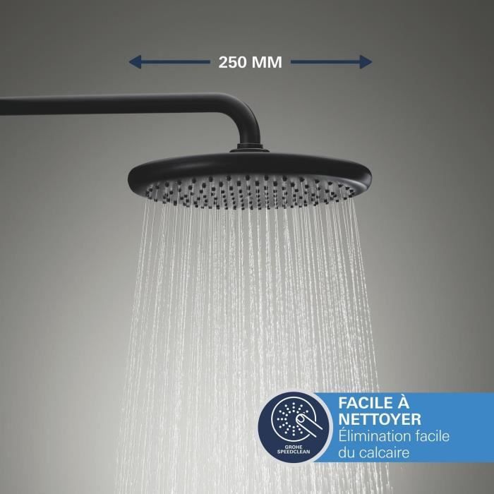 Built-in shower set - 1 + 2 jets - Thermostatic mixer - GROHE - 348832430 - Black