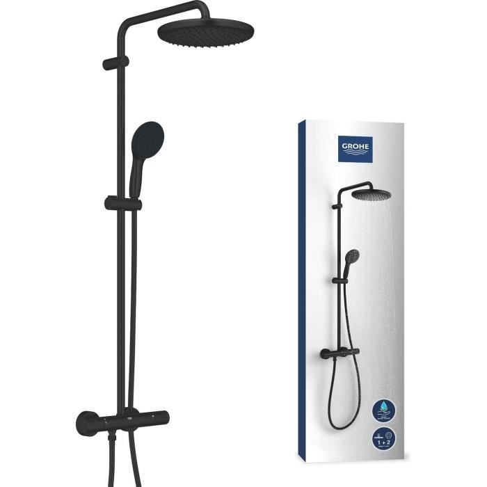 Shower column with thermostatic mixer - Water saving - GROHE Vitalio Start System 250 - Matt black - 266772431