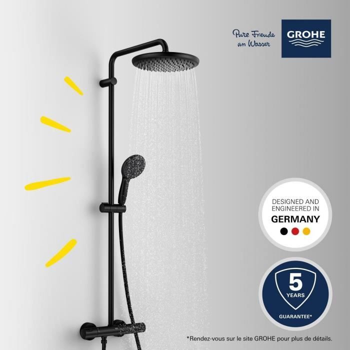 Shower column with thermostatic mixer - Water saving - GROHE Vitalio Start System 250 - Matt black - 266772431