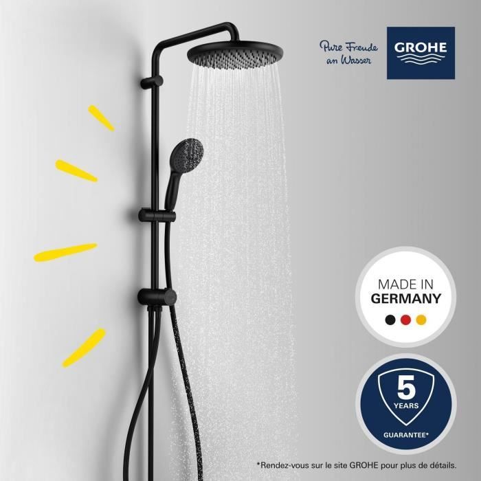Shower column with manual diverter - Water saving - GROHE Vitalio Start System 250 - Matt black - 266802431