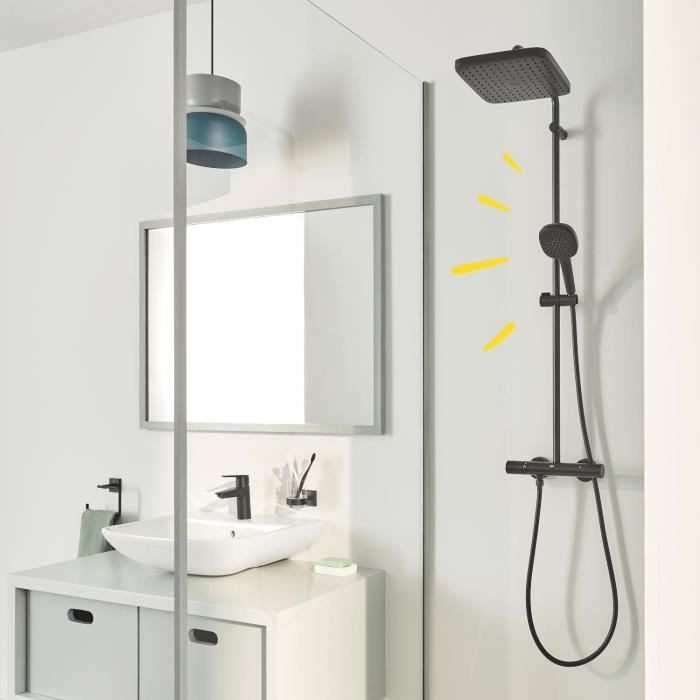 Shower column with thermostatic mixer - Water saving - GROHE Vitalio Comfort 250 - Matt black - 266962431