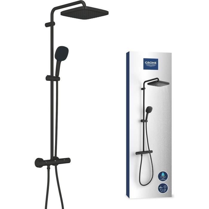 Shower column with thermostatic mixer - Water saving - GROHE Vitalio Comfort 250 - Matt black - 266962431
