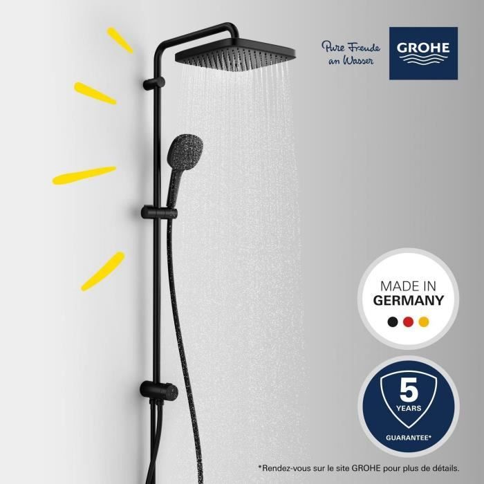 Shower column with manual diverter - Water saving - GROHE Vitalio Comfort 250 - Matt black - 266982431