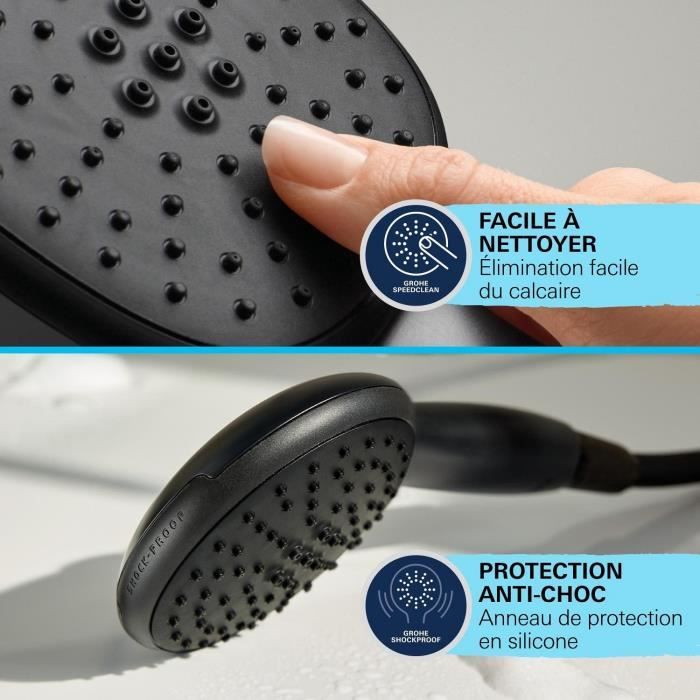 Shower head - GROHE Vitalio Start 110 279462431 - 2 jets (Rain/Stimulating) - Water saving - Anti-limescale process - Matt black