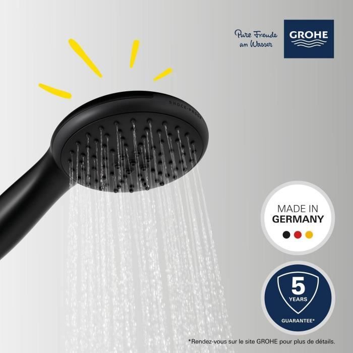Shower head - GROHE Vitalio Start 110 279462431 - 2 jets (Rain/Stimulating) - Water saving - Anti-limescale process - Matt black
