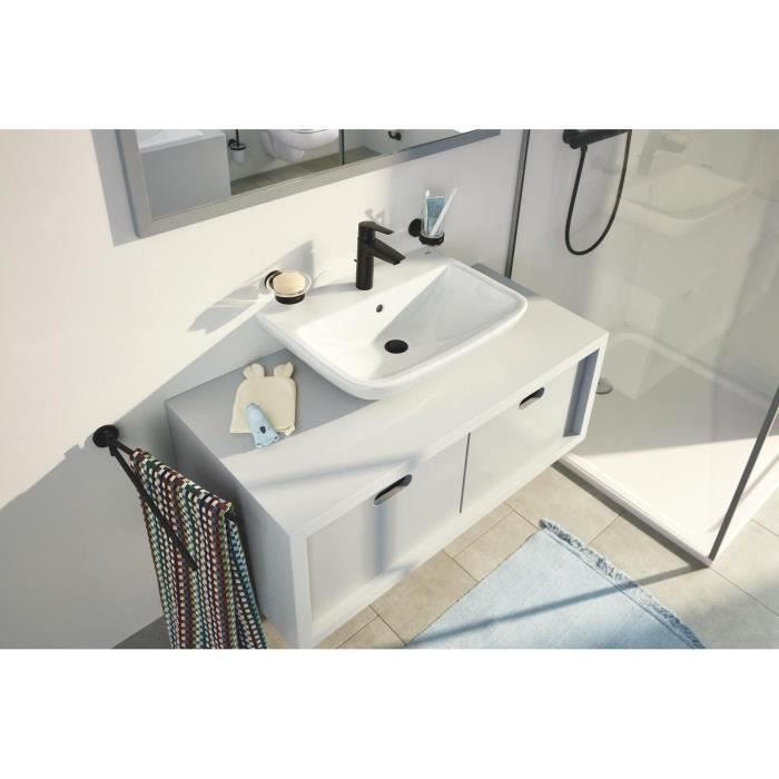 Single-lever basin mixer - GROHE Start - 234552432 - Matt black - Size M - Medium spout - Water saving - Pull rod and waste