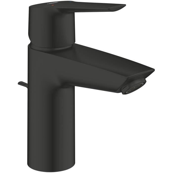 Single-lever basin mixer - GROHE Start - 242092432 - Matt black - Size S - Water saving - Pull rod and waste