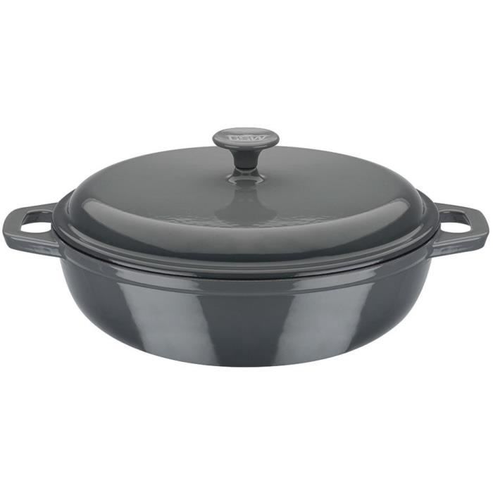 Solid cast iron casserole dish - GSW - GRAY SHADOW - 30 cm - Round - Induction - Gray