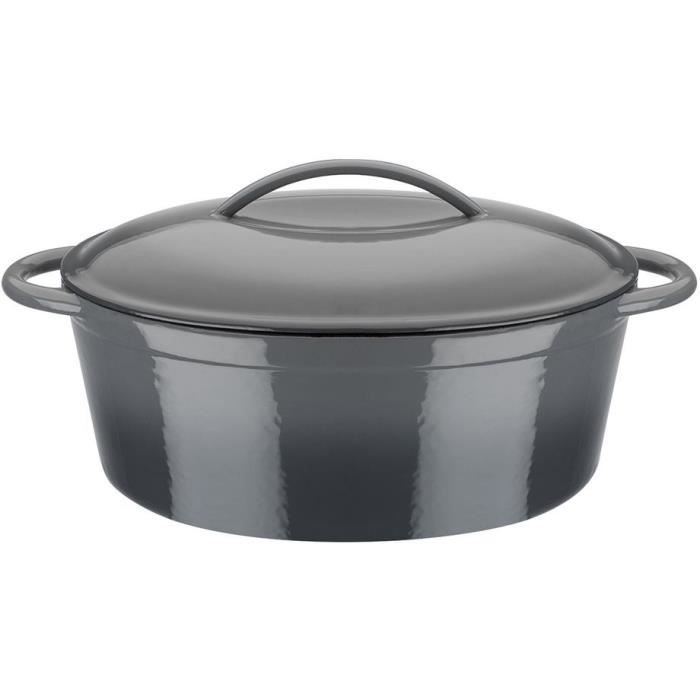 Solid cast iron casserole dish - GSW - GRAY SHADOW - 33 x 25 cm - Oval - Induction - Gray