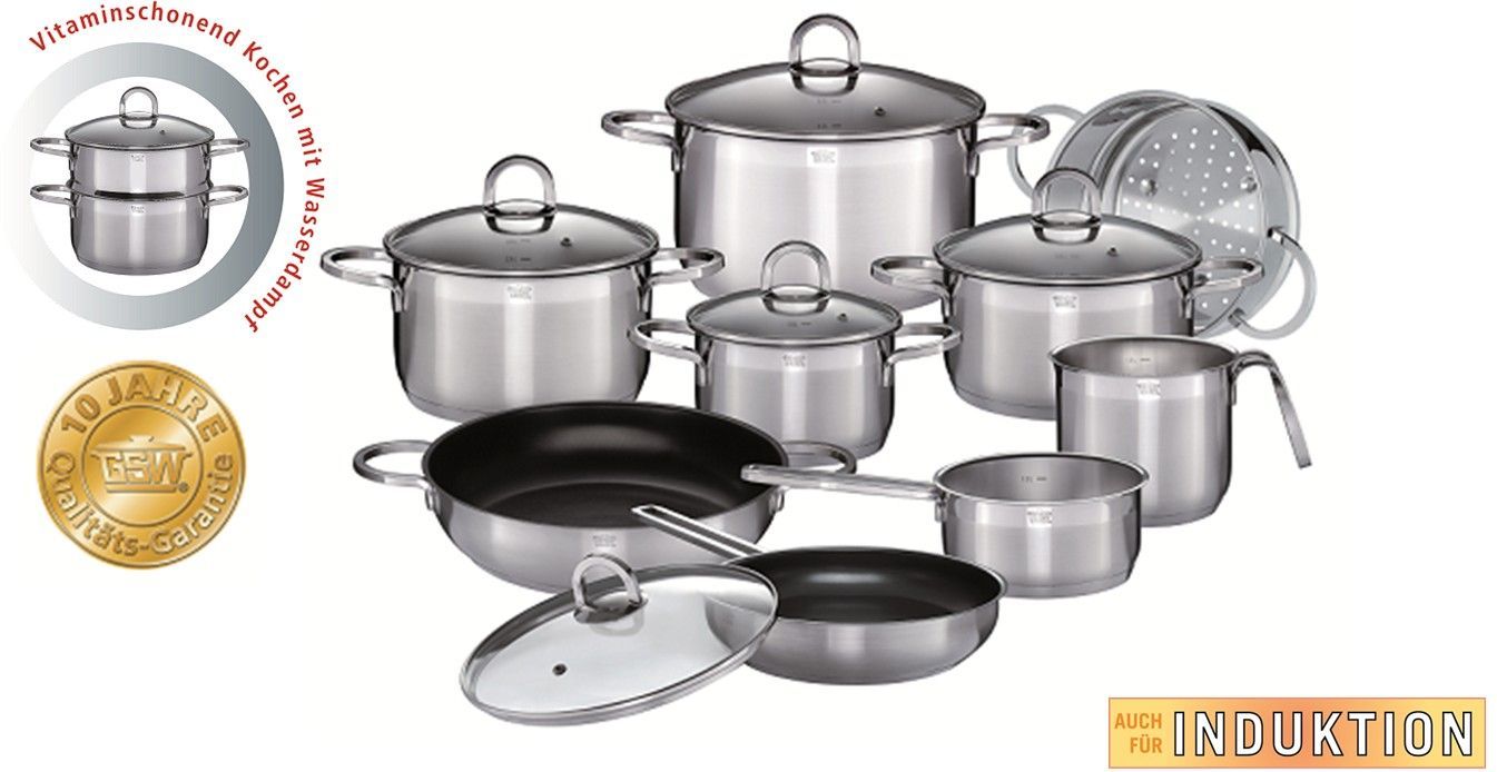 GSW Alara - Stainless steel cookware set 14 pieces - All heat sources including induction