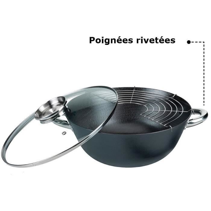 5-piece multi-function wok - GSW - 860956 - Cast steel - 32 cm - Suitable for all hobs including induction