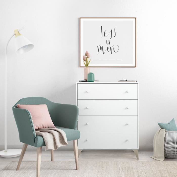 Chest of drawers - Sweet - 4 drawers - White - 95 x 77.5 x 40 cm