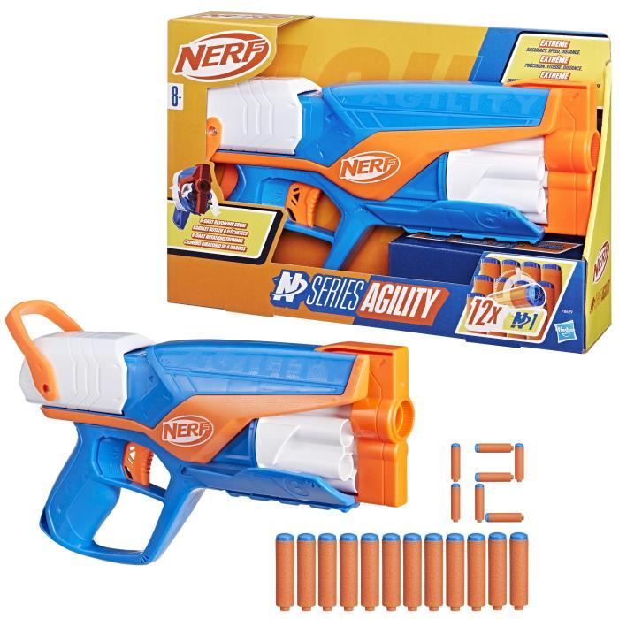 NERF Agility N Series Blaster, 12 Nerf N1 Darts Only for Nerf N Series Blasters, 6-Dart Drum, Outdoor Games