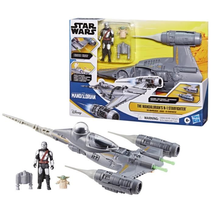 The Mandalorian's N-1 Starfighter, 4-inch Grogu and Mandalorian Action Figures, Toy for Kids Ages 4 and Up, Star Wars Epic Heroes