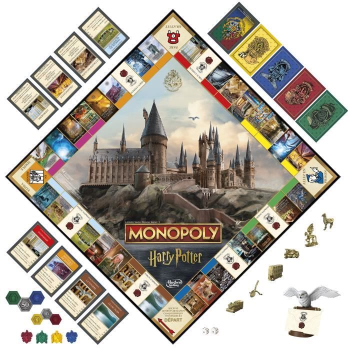 Monopoly Harry Potter Edition, Board Game, Magical Adventures at Hogwarts, Ages 8, 2 to 6 Players