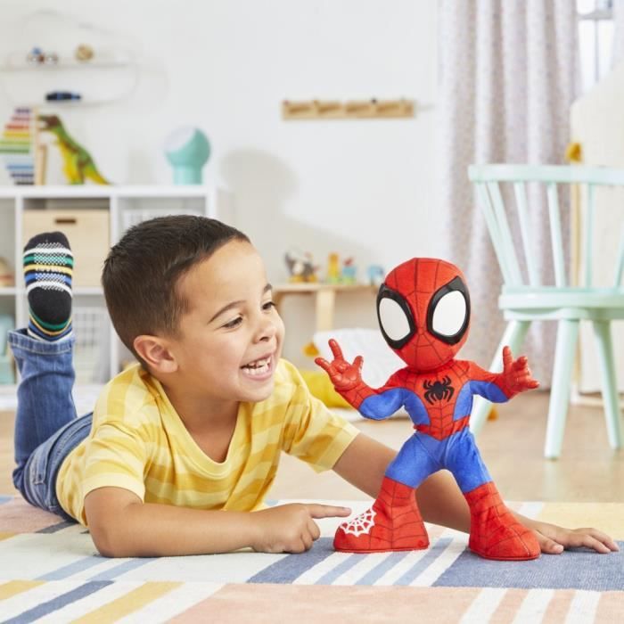 Spidey dances and crawls, interactive plush with music and sounds, superhero toys from 3 years old, Spidey and his Extraor Friends