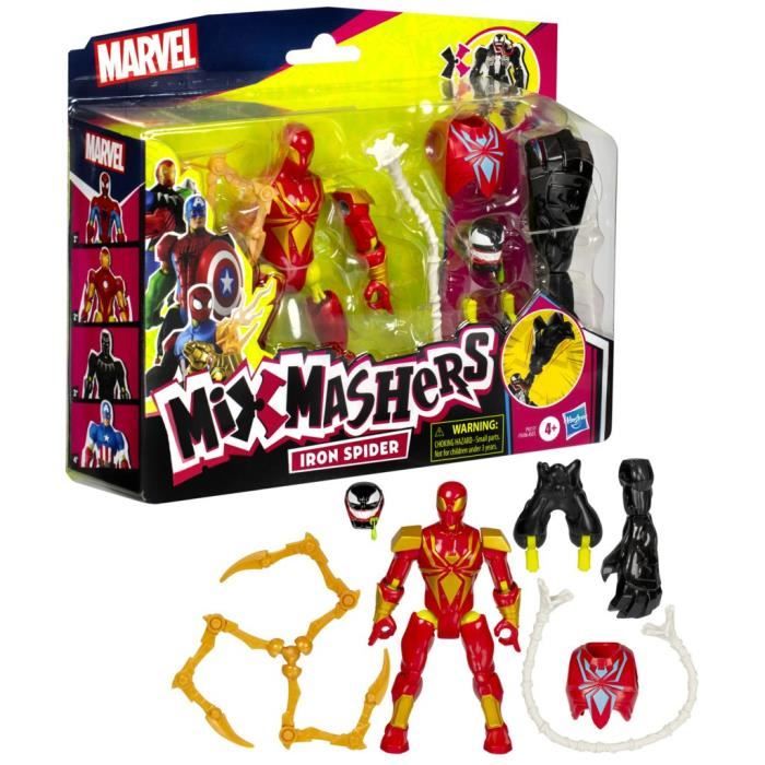 MixMashers Iron Spider Deluxe, 12 cm customizable figurine to mix and match with accessories, Marvel, from 4 years old