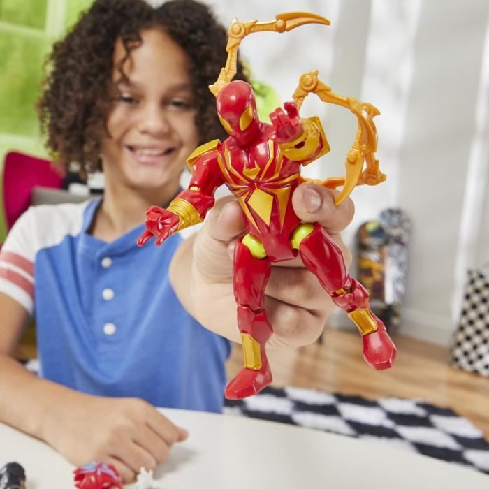MixMashers Iron Spider Deluxe, 12 cm customizable figurine to mix and match with accessories, Marvel, from 4 years old