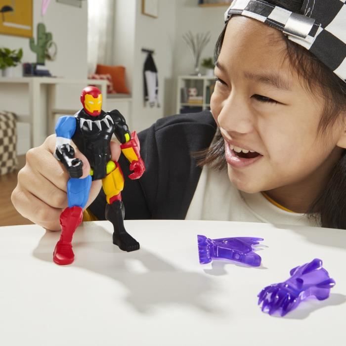 MixMashers Iron Man, 12 cm customizable figurine to mix and match with accessories, Marvel, from 4 years old