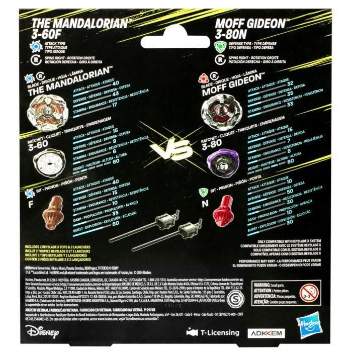 Beyblade X and Star Wars, Collab The Mandalorian 3-60F vs. Moff Gideon 3-80N, multipack