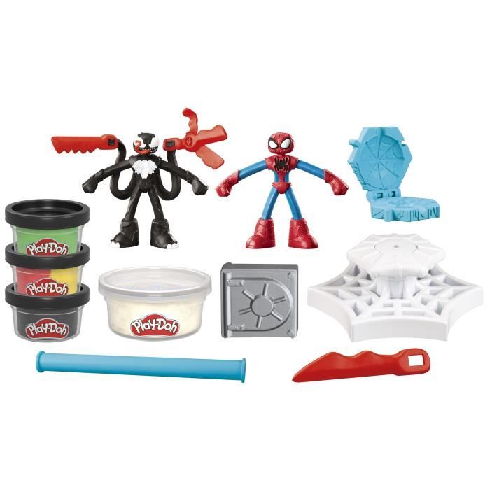Play-Doh Spider-Man, Slash Attack box with 2 flexible figures, 7 accessories and modeling clay, from 4 years old, Marvel