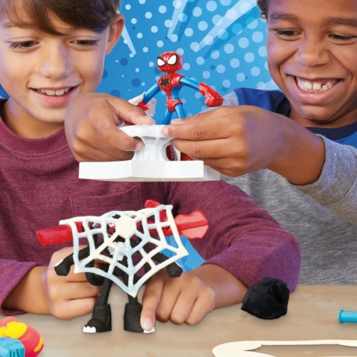 Play-Doh Spider-Man, Slash Attack box with 2 flexible figures, 7 accessories and modeling clay, from 4 years old, Marvel