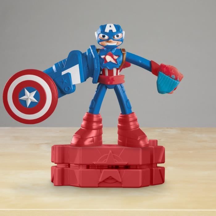 Play-Doh Captain America, Stamper Shield set with flexible figure, accessories and modeling clay, from 4 years old, Marvel