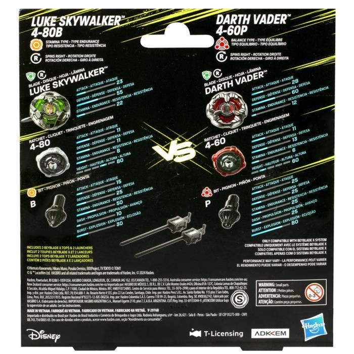 Beyblade X and Star Wars, Collab Luke Skywalker 4-80B vs. Darth Vader 4-60B, multipack