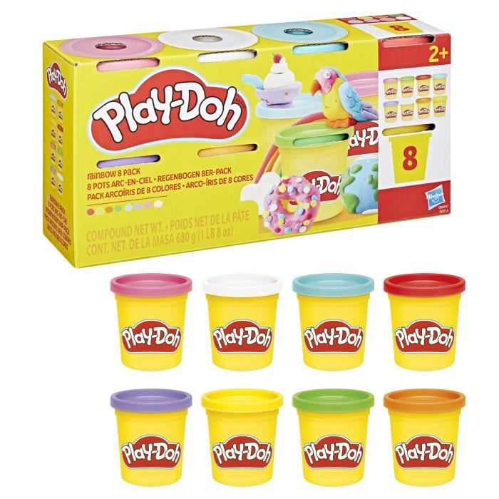 Play-Doh 8 couleurs arc-en-ciel, pots de pâte a modeler de 85 g