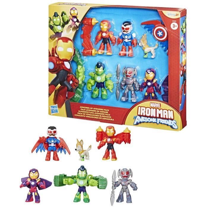 Pack of Avengers figurines in armor, Marvel Iron Man and his Awesome Friends