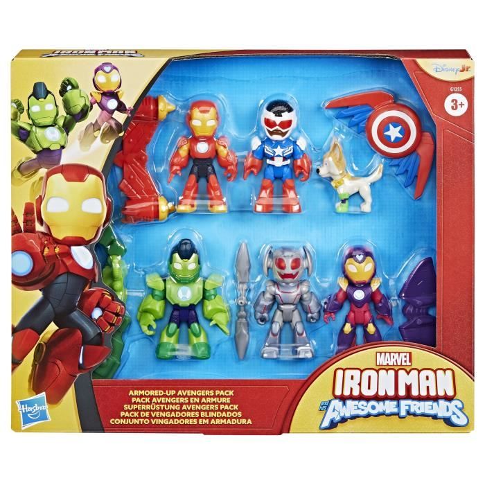Pack of Avengers figurines in armor, Marvel Iron Man and his Awesome Friends