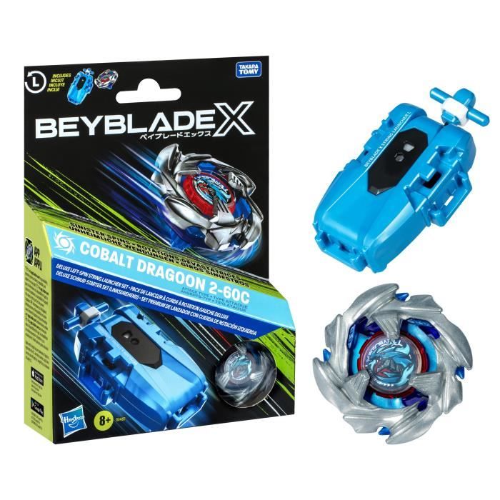 Beyblade X Pack Cobalt Dragoon 2-60C with Deluxe String Launcher, Left-Spin Top, Ages 8+