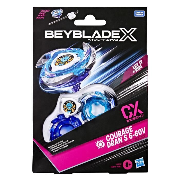 Beyblade X, Starter Pack Courage Dran S 6-60V CX avec toupie de type attaque et lanceur, a partir de 8 ans
