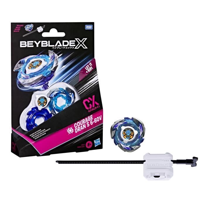 Beyblade X, Starter Pack Courage Dran S 6-60V CX avec toupie de type attaque et lanceur, a partir de 8 ans