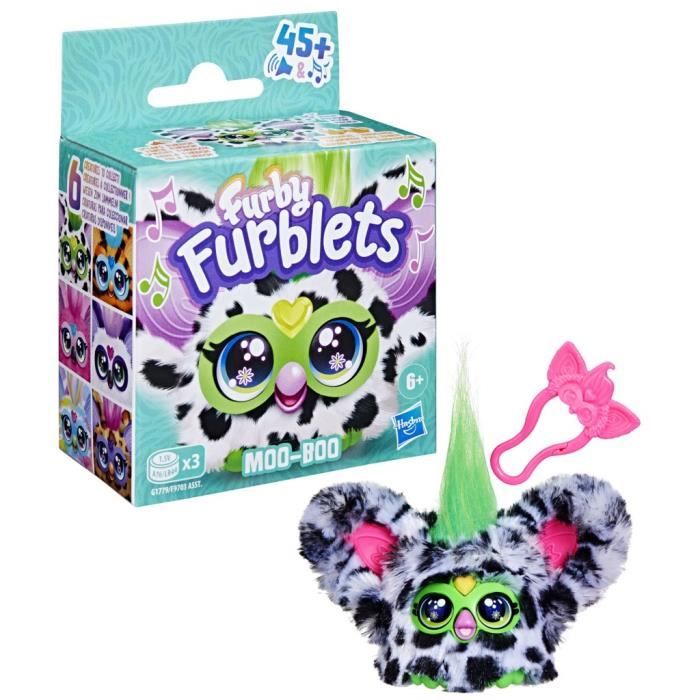 Furby Furblets Moo-Boo, Mini Electronic Plush for Girls and Boys, 45+ Sounds, Ages 6 and Up, Series 4, Hasbro
