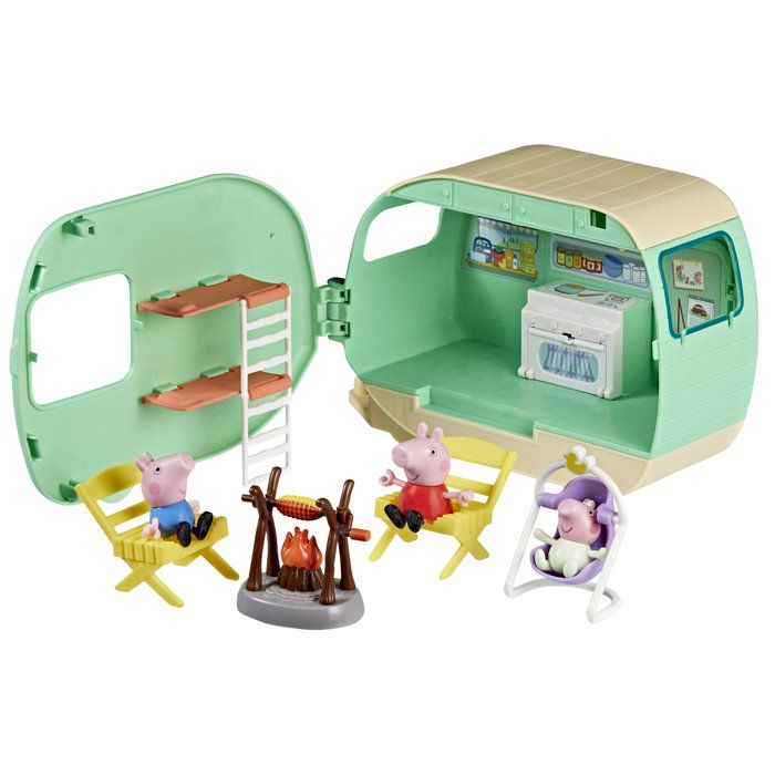 Peppa Pig: The Three Little Pigs' Trailer, 3-piece figure set featuring Baby Evie, preschool toys for children ages 3 and up