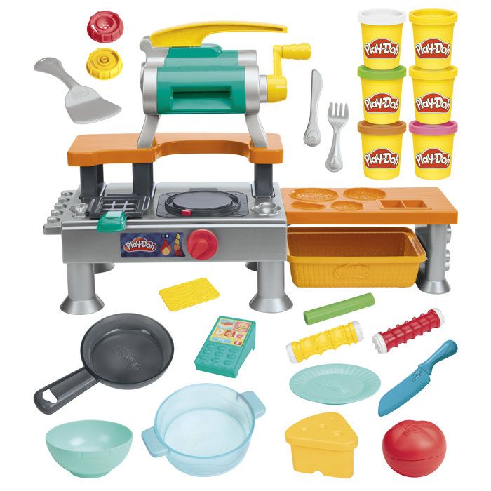Play-Doh Little Chefs' Kitchen, modeling clay set with realistic cooking sounds, over 25 food items to create, ages 3 and up