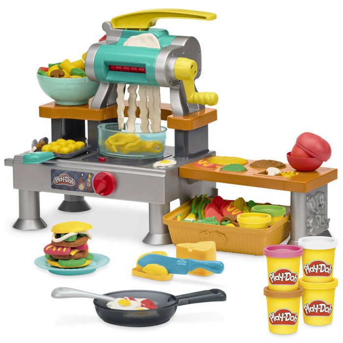 Play-Doh Little Chefs' Kitchen, modeling clay set with realistic cooking sounds, over 25 food items to create, ages 3 and up