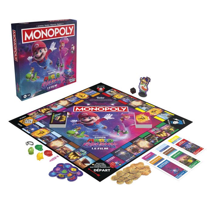 Monopoly: Super Mario Galaxy The Movie, board game | fun family game for kids, teens, and adults, 2 to 6 players, ages 8 and up