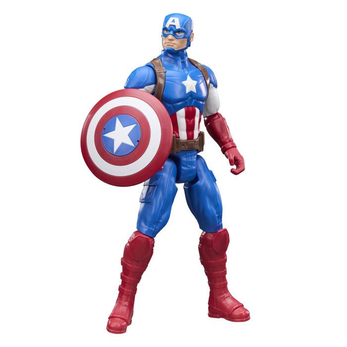 Figurine Captain America 30 cm, Titan Series, 11 points d'articulation, jouets de super-héros pour enfants, Marvel, des 4 ans