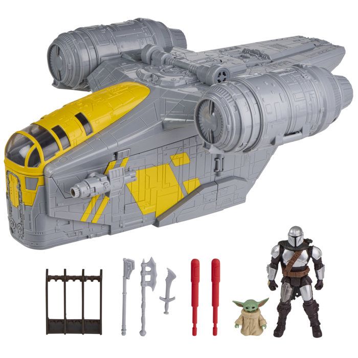 Mandalorian Razor Crest Vehicle and 35 cm 2-in-1 Set, plus Mandalorian and Grogu Figures—toys for children ages 4 and up