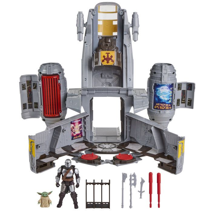 Mandalorian Razor Crest Vehicle and 35 cm 2-in-1 Set, plus Mandalorian and Grogu Figures—toys for children ages 4 and up