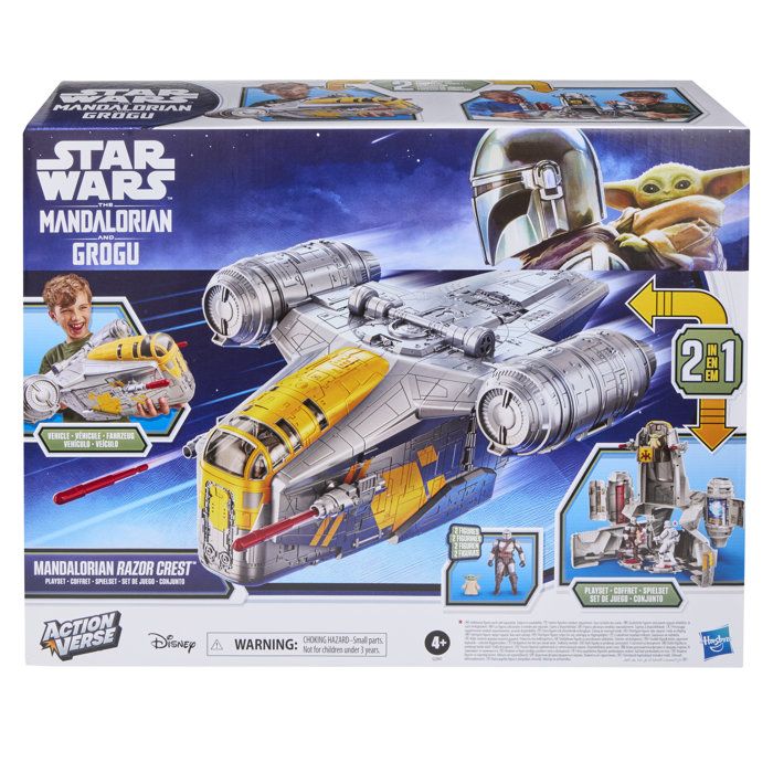 Mandalorian Razor Crest Vehicle and 35 cm 2-in-1 Set, plus Mandalorian and Grogu Figures—toys for children ages 4 and up