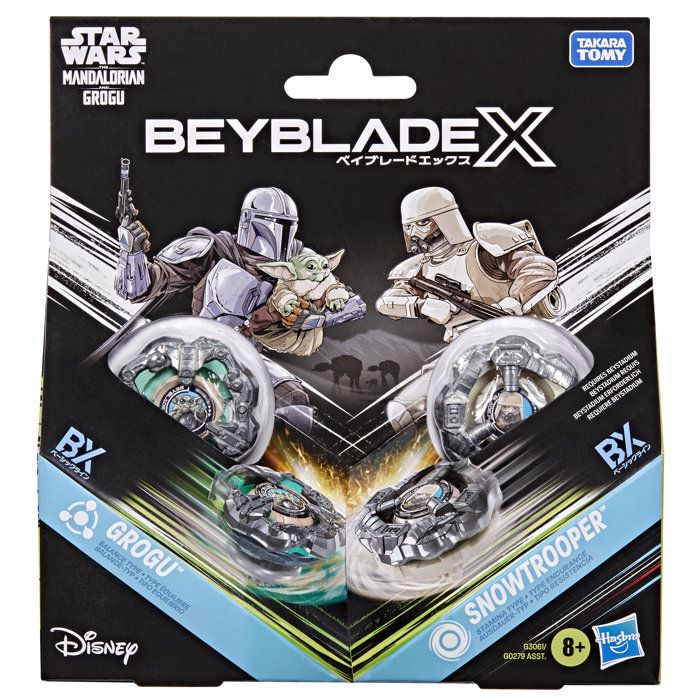 Beyblade X Star Wars Collab, Grogu vs. Snowtrooper, 2 toupies de compétition Takara Tomy, 2 lanceurs, jouets Star Wars, des 8 ans